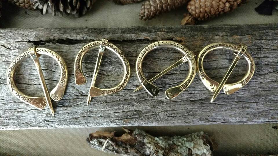 Heavy Stamped Brass Penannular Brooch 7cm